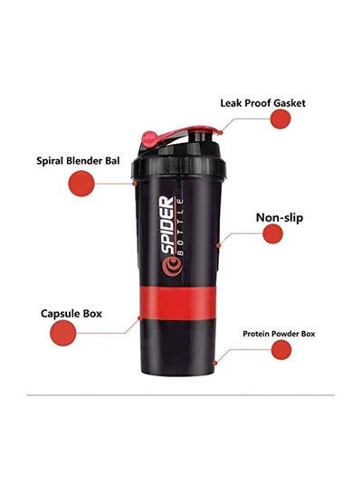 Protein Shaker Water Bottle Black/Red