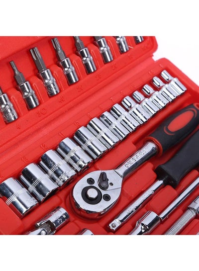 46-Piece Compact And Convenient Quick Ratchet Sleeve Auto Repair Tool Set