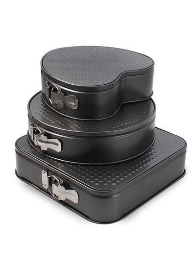 3-Piece Cake Mould Pan Set Black 20X26X27centimeter