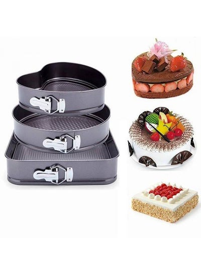 3-Piece Cake Mould Pan Set Black 20X26X27centimeter