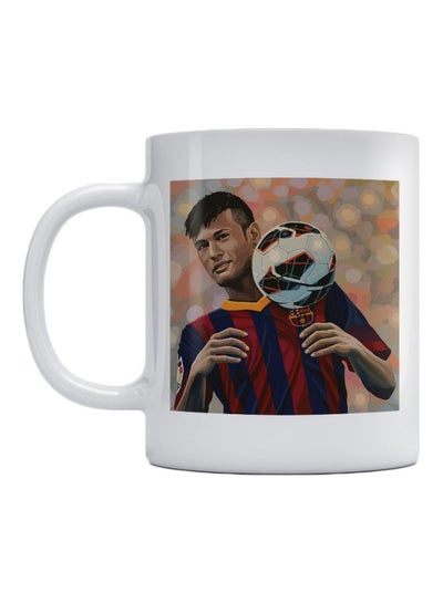 Neymar Printed Ceramic Mug White/Brown/Red 350ml
