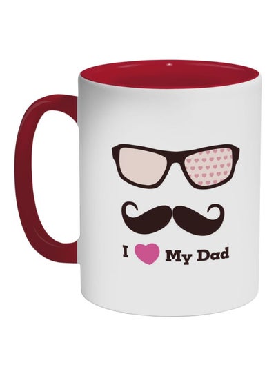 كوب قهوة مطبوع عليه عبارة I Love My Dad أحمر/أبيض/أسود 325 مل