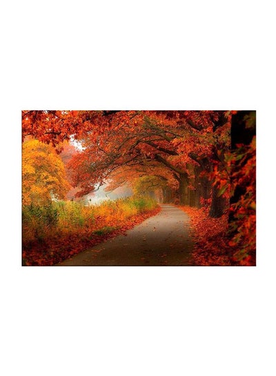 Landscape Themed Decorative Wall Painting With Frame Orange/Yellow/Green 30x45cm