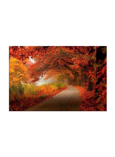 Landscape Themed Decorative Wall Painting With Frame Orange/Yellow/Green 30x45cm