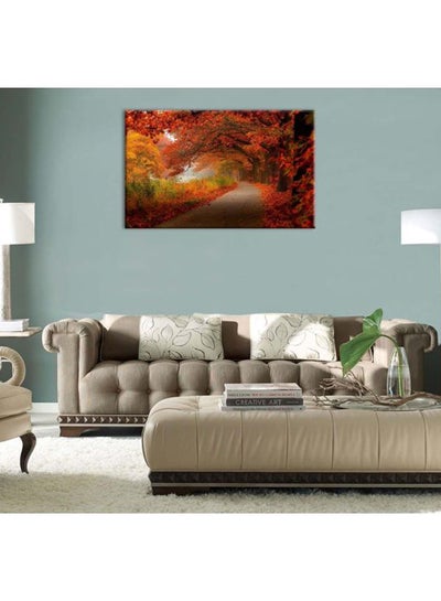 Landscape Themed Decorative Wall Painting With Frame Orange/Yellow/Green 30x45cm