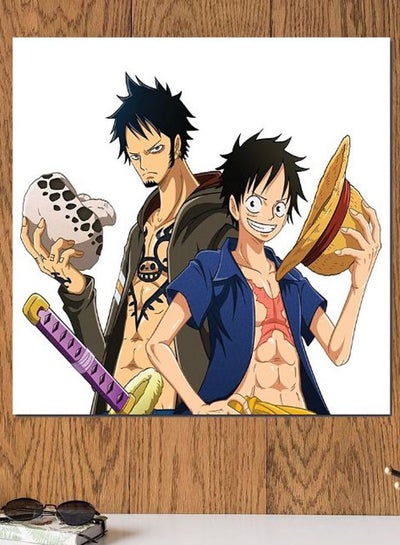 Anime Themed Printed MDF Wall Art White/Beige/Yellow 30x30cm