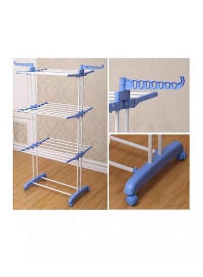 Three Layer Clothes Rack Hanger With Wheels White/Blue Medium Blue One Sizecm