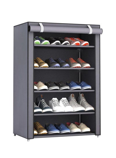 5-Layered Shoe Rack Grey/Black 60x90x30cm