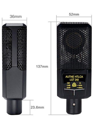 Professional Condenser Microphone Noiseless XLR Mic black
