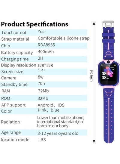 Waterproof Smart Watch For Kids Pink