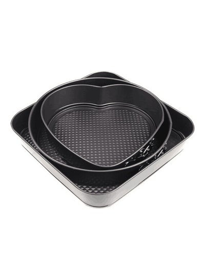 3Pcs/Set Square Round Heart Shape Cake Mold Non Stick Baking Tray with Buckle Bakeware black 27*27*27cm