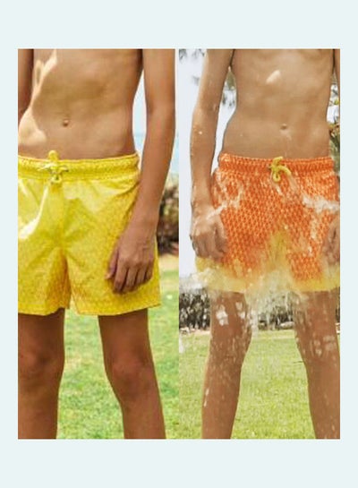 Color Changing Elastic Beach Shorts Yellow
