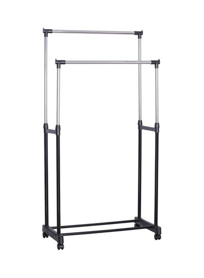 رف تجفيف بعمود مزدوج من Home Simple Assembly أسود/فضي، 68x38x140 سم