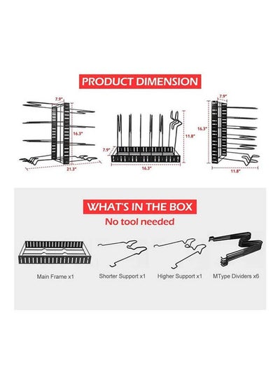 Pot Rack Organizer, 8 Tiers Adjustable Pots and Pans Organizer, Large Capacity Pot Lid Holders & Pan Rack for Kitchen Cabinet and Counter with 3 DIY Methods Black 40.8 x 26.4 x 10.8cm