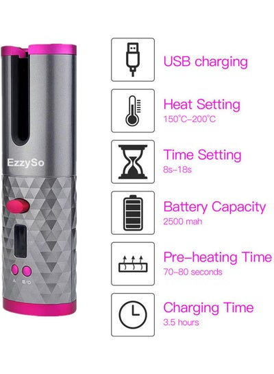Portable Wireless Automatic Hair Curler Black 250g