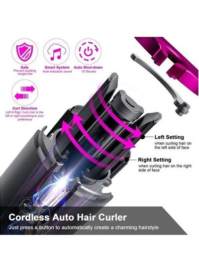 Automatic Cordless Auto Hair Curler with Accessories Black/Pink