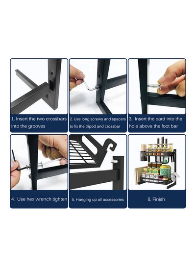 2-Tier Spice Rack Organizer Black 41.5x37.7x23.4cm