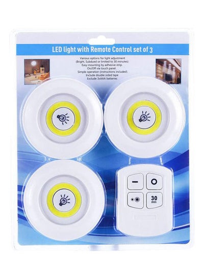 Set Of 3 Wireless Adjustable Led Brightness Lights With Remote Control Off white 20.9cm