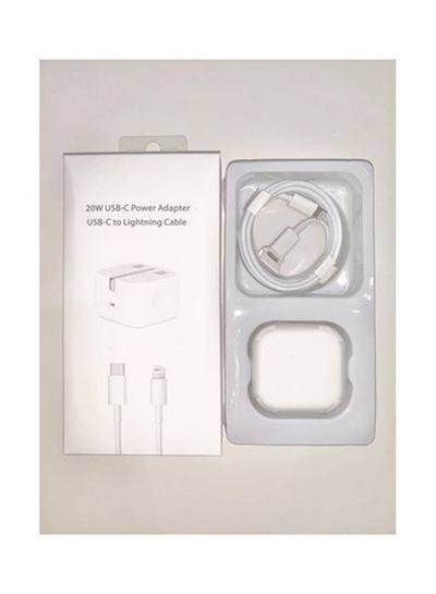 USB-C Power Adapter With Type-C To Lightning Cable 20W White