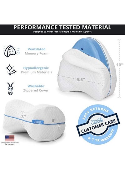 Leg and Knee Foam Support Pillow Soothing Pain Relief for Sciatica, Back And Hips Memory Foam White 25 x 25 x 14cm