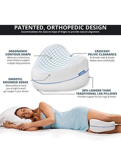 Leg and Knee Foam Support Pillow Soothing Pain Relief for Sciatica, Back And Hips Memory Foam White 25 x 25 x 14cm