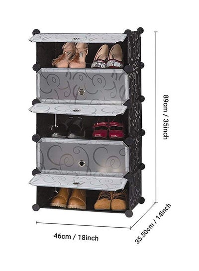 5-Tier Shoe Rack Wardrobe With Cover Black/White 89x46x35.50inch