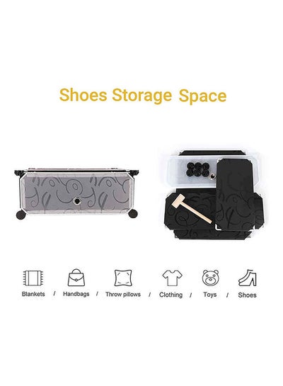 5-Tier Shoe Rack Wardrobe With Cover Black/White 89x46x35.50inch