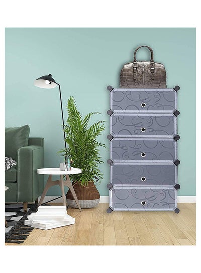 5-Tier Shoe Rack Wardrobe With Cover Black/White 89x46x35.50inch