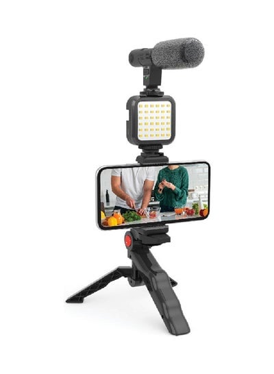 Smartphone Vlogging Kit With Tripod Stand Black