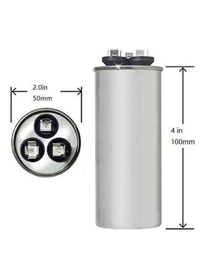 Air Conditioner Capacitor Round Dural Motor Run Capacitor Withstand 370/450V AC Silver 4inch