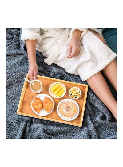 3-Piece Bamboo Serving Tray Set Brown 45cm