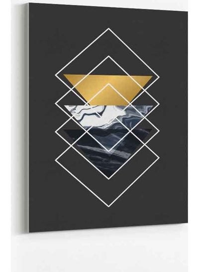 Geometric Marbling Squares Framed Canvas Wall Art Multicolour 40 x 60cm