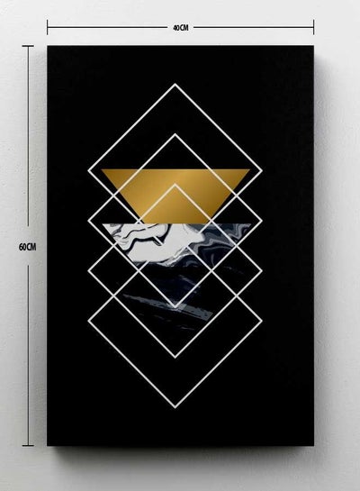 Geometric Marbling Squares Framed Canvas Wall Art Multicolour 40 x 60cm
