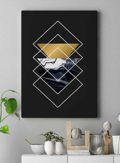 Geometric Marbling Squares Framed Canvas Wall Art Multicolour 40 x 60cm