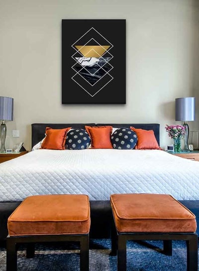 Geometric Marbling Squares Framed Canvas Wall Art Multicolour 40 x 60cm