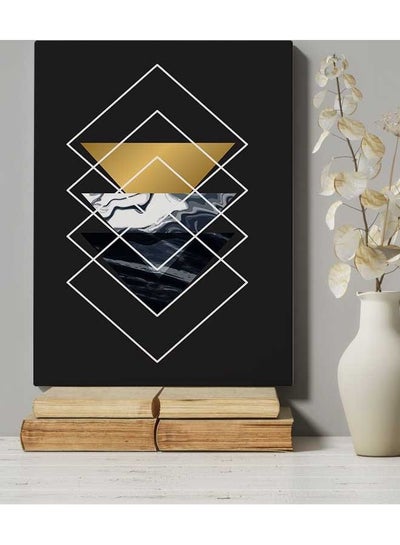 Geometric Marbling Squares Framed Canvas Wall Art Multicolour 40 x 60cm