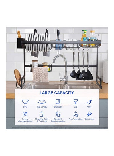 Dish Drying Rack Over The Sink Dish Rack 2 Tier Stainless Steel Dish Rack Large Dish Drainer For Kitchen Organizer Storage Space Saver Black