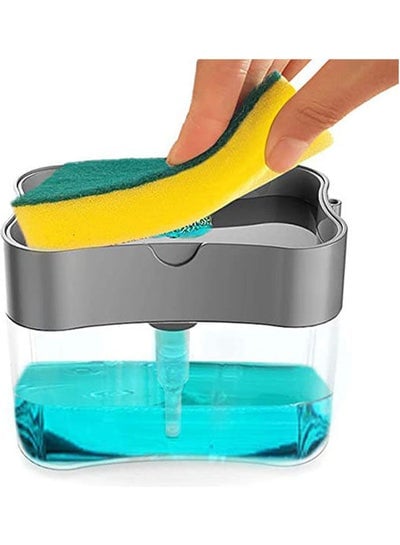 Monico Sink Soap Dispenser Dishwashing Soap Dispensersanitizer Dispenser Sponge Holder 2 In1Dish Soap Dispenser Caddycountertop Soap Dispensersoap Pump Dispenser Grey