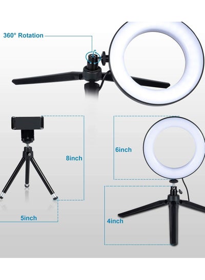 6 Inch LED Selfie Ring Light Tripod Stand Phone Holder for YouTube Videos, Makeup , Photography, Flash Mini Camera with 3 Mode Bright Lamp.
