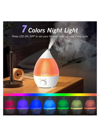 مرطب سيارة USB، منقي هواء صغير محمول 250 مل مع إضاءة ليلية LED بـ 7 ألوان، تشغيل هادئ، أوضاع ضباب قابلة للتعديل للسفر والمنزل والمكتب والسيارة.