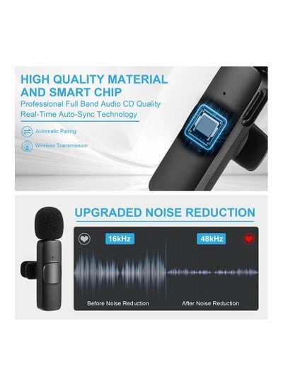 Auto-syncs Clip-on Wireless Lavalier Microphone for iPhone Black