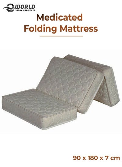 Tri Fold Quilted Memory Foam Medicated Folding Mattress for Guests or Travel Purpose