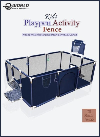 Toddler baby play Fence, foldable playpen activity yard for children with basketball Hoop and 20 balls
