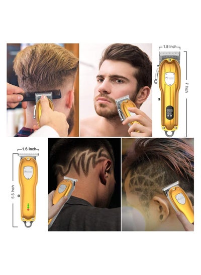 Set of 2 Professional Men Grooming Kit Hair Trimmer Haircut Clipper LED Display Perfect for Shaving Trimming Beard and Body Hair with 4 Length Control and 11 Combs