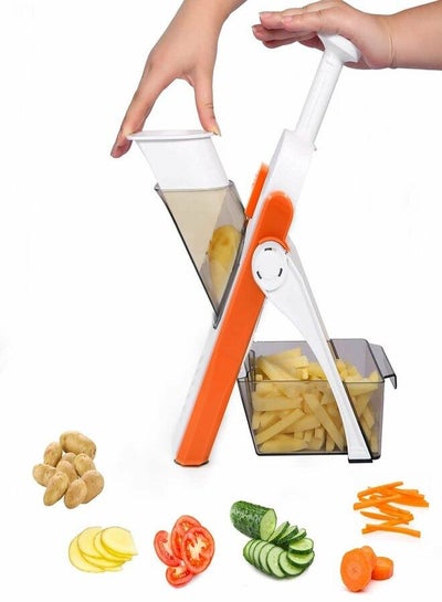 Vegetable Choppers,ONCE FOR ALL Multifunctional Vegetable Slicer with Stainless Steel Blades, Manual Food Cutter for Chef and Household