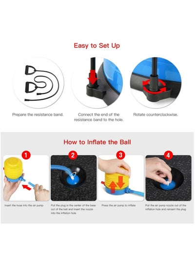 Bosu Ball Half Balance Trainer Board for Exercise and Fitness Core Stability Training Yoga Equipment with Pump, Resistance Bands 60cm