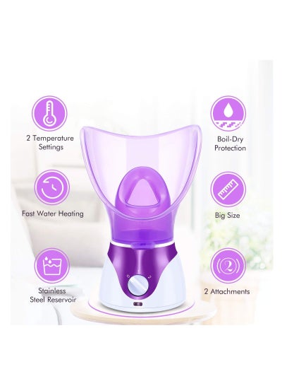 Professional Nano Facial Steamer Hot Mist Home Sauna SPA Humidifier Face Steaming Moisturizing Kit Cleansing Pores Blackhead Remover with Temperature Control for Men and Women