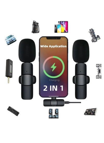 Auto-syncs Clip-on Wireless Lavalier Microphone for iPhone Black