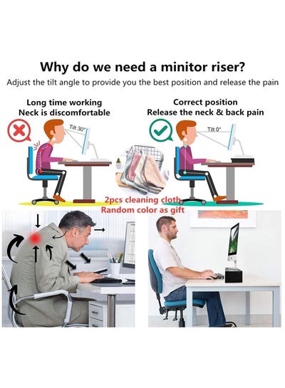Monitor Stand Desk Riser Table 2 Tier for Computer, Laptop, Xbox Printer Office Home and School Use 50 x 20 x 13.2cm with Storage Shelf Desktop Organizer