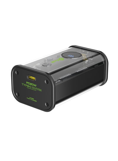 PB-200 باور بانك شفاف بسعة 10,000 مللي أمبير مع منفذ Type-C (PD) ومخرج USB-A للشحن السريع وشاشة عرض رقمية للبطارية